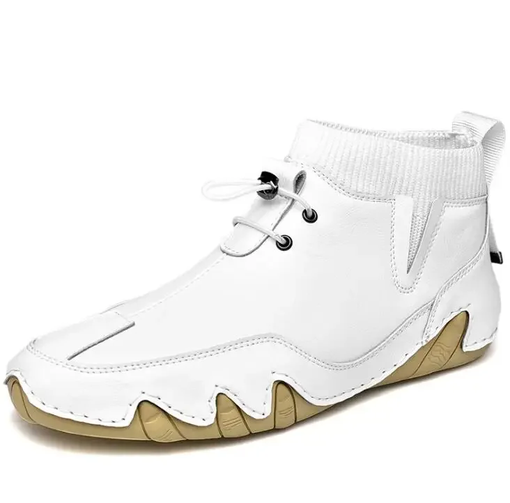 Drawato diy Men's Boots Casual motorcycle Four Season Shoes Waterproof sneakers Black Gentleman's Business shoes Ankle boots Leather mesh